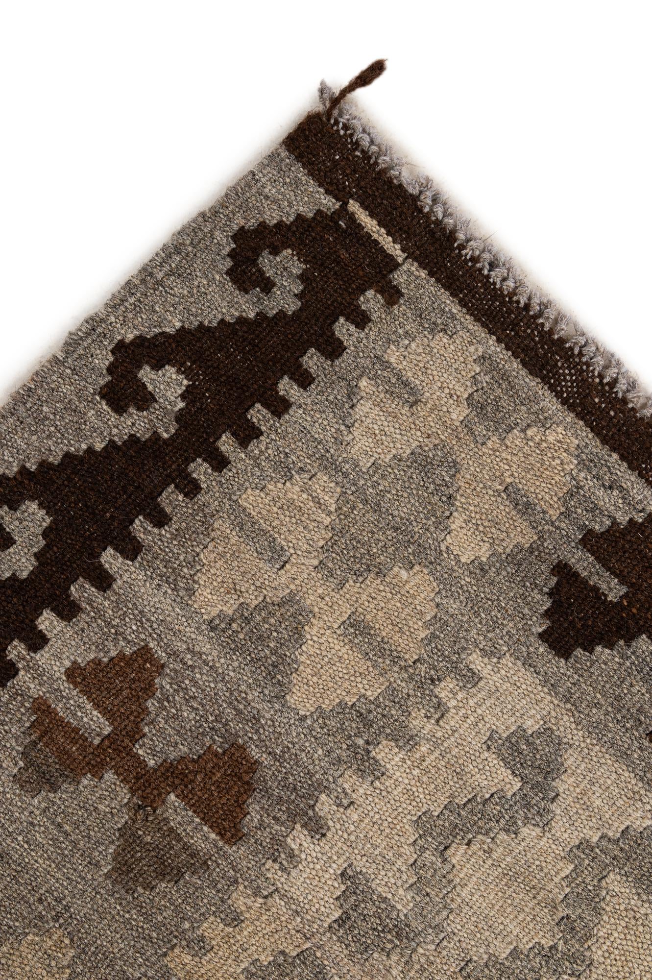 5' x 6' 6 Hand Woven Kilim Maymana Wool Rug