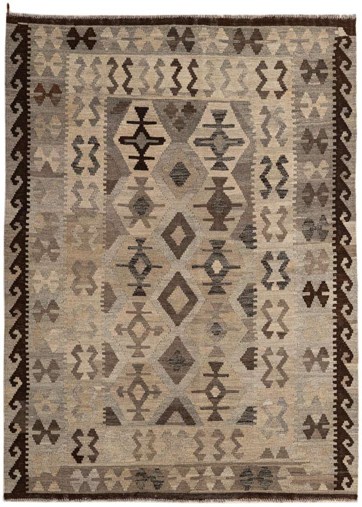 5' x 6' 6 Hand Woven Kilim Maymana Wool Rug