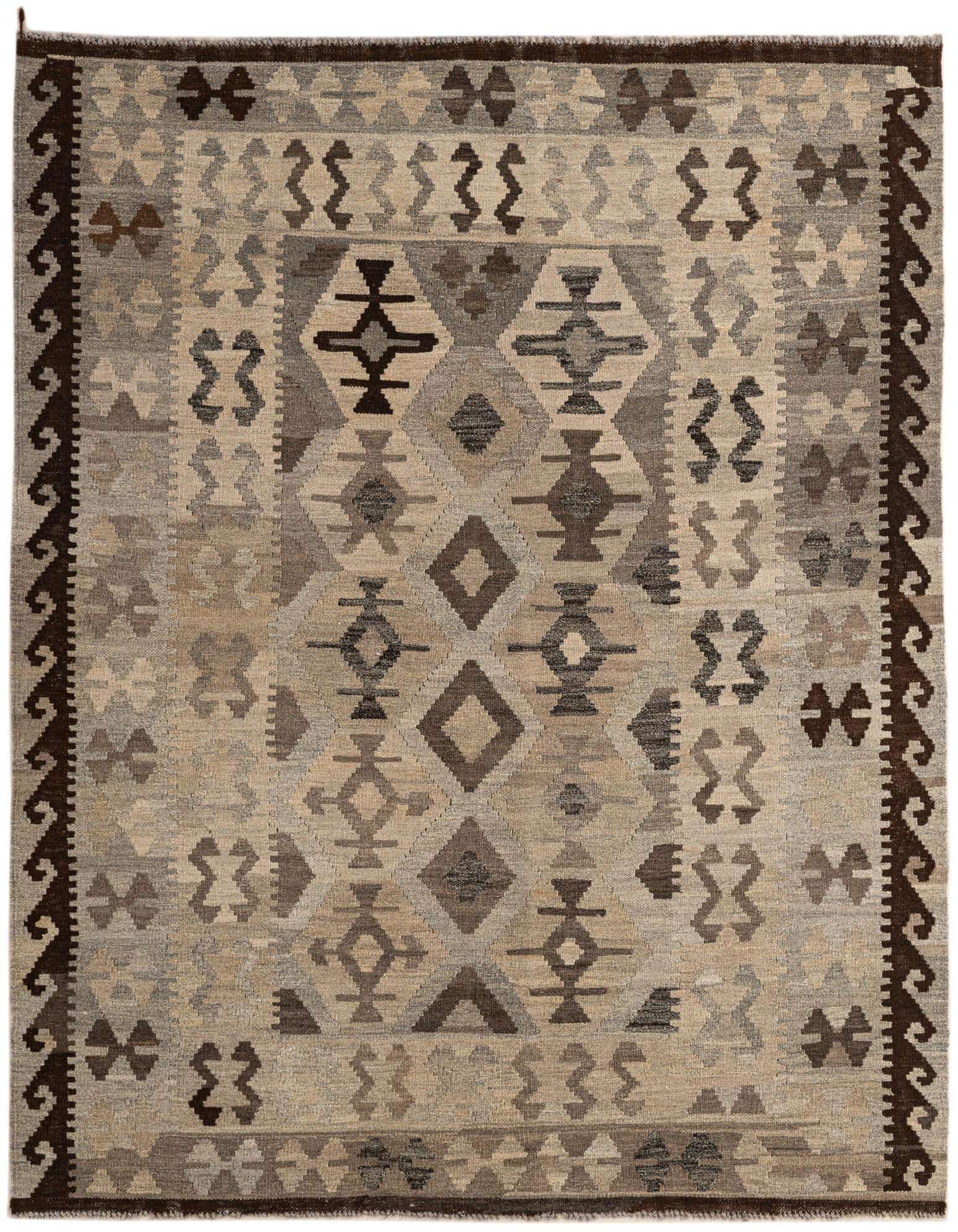 5' x 6' 6 Hand Woven Kilim Maymana Wool Rug