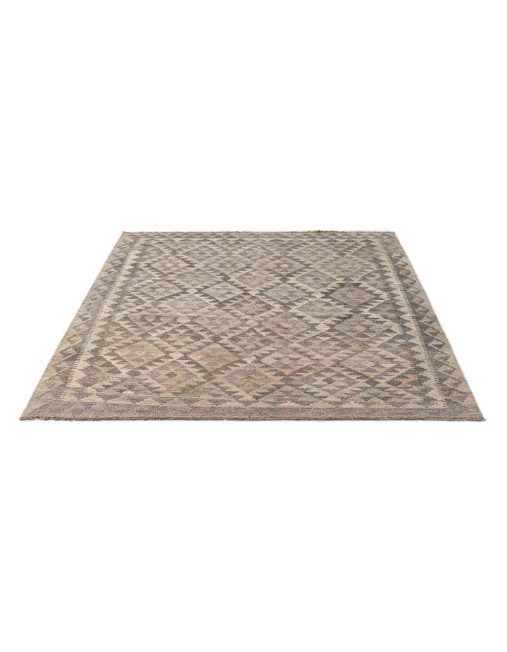 5' 1 x 6' 6 Hand Woven Kilim Maymana Wool Rug