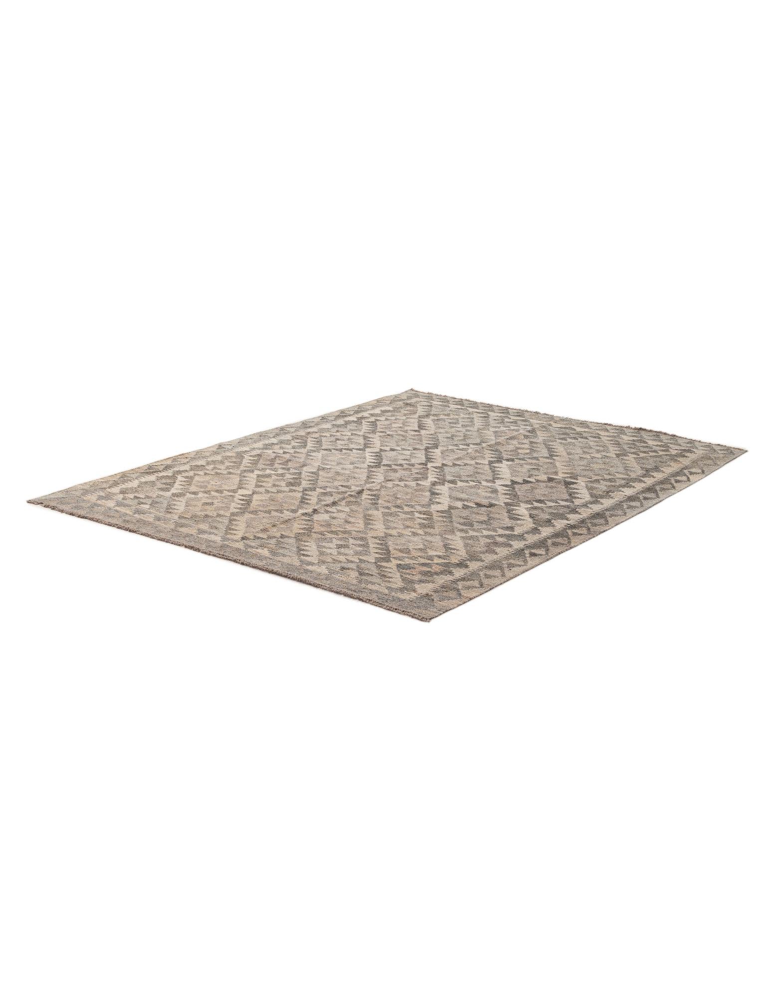5' 1 x 6' 6 Hand Woven Kilim Maymana Wool Rug
