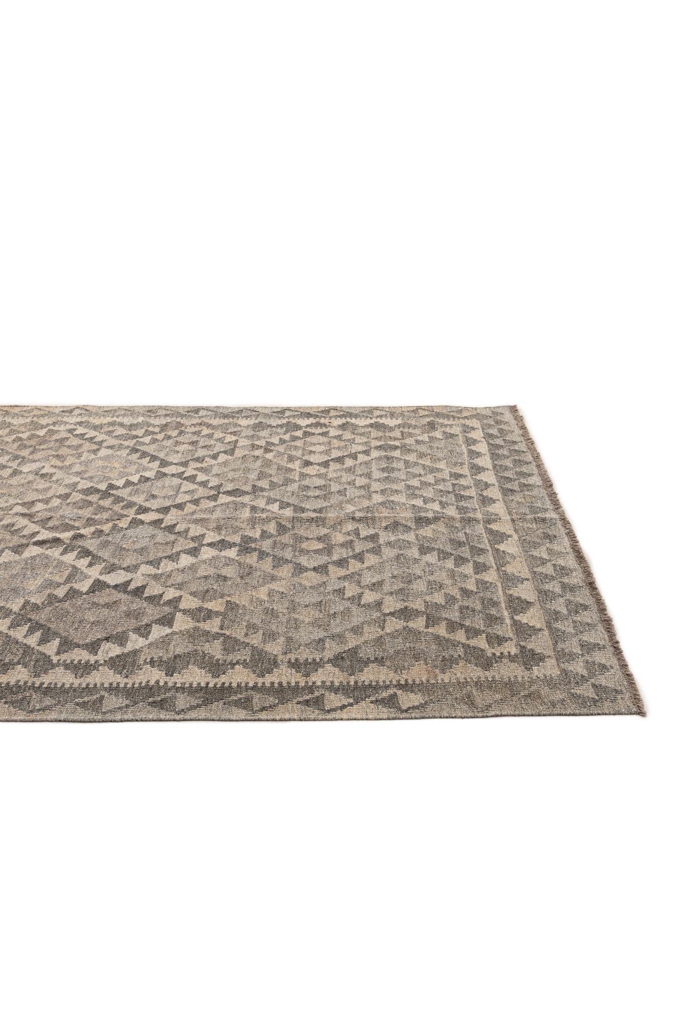 5' 1 x 6' 6 Hand Woven Kilim Maymana Wool Rug
