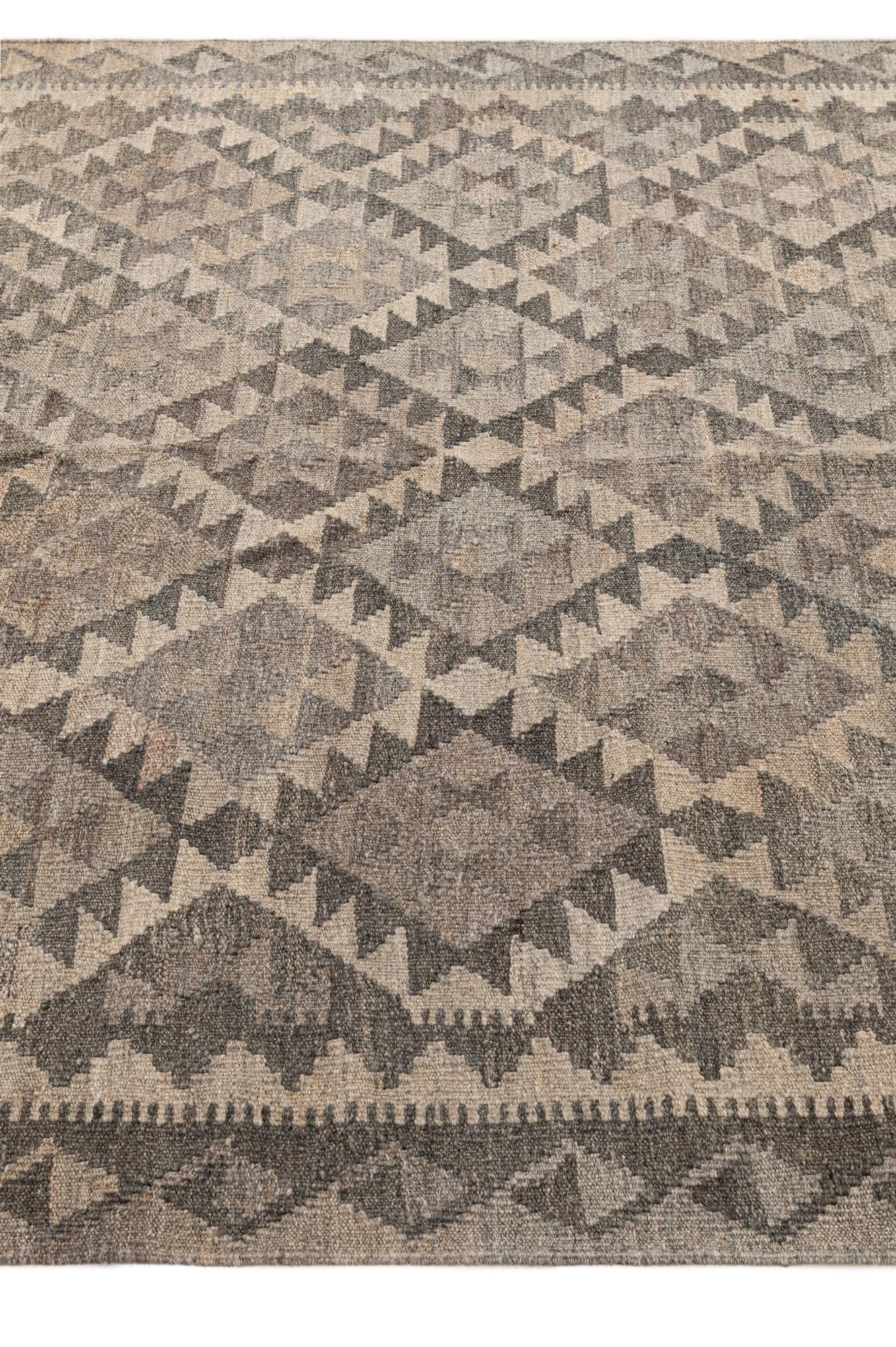5' 1 x 6' 6 Hand Woven Kilim Maymana Wool Rug