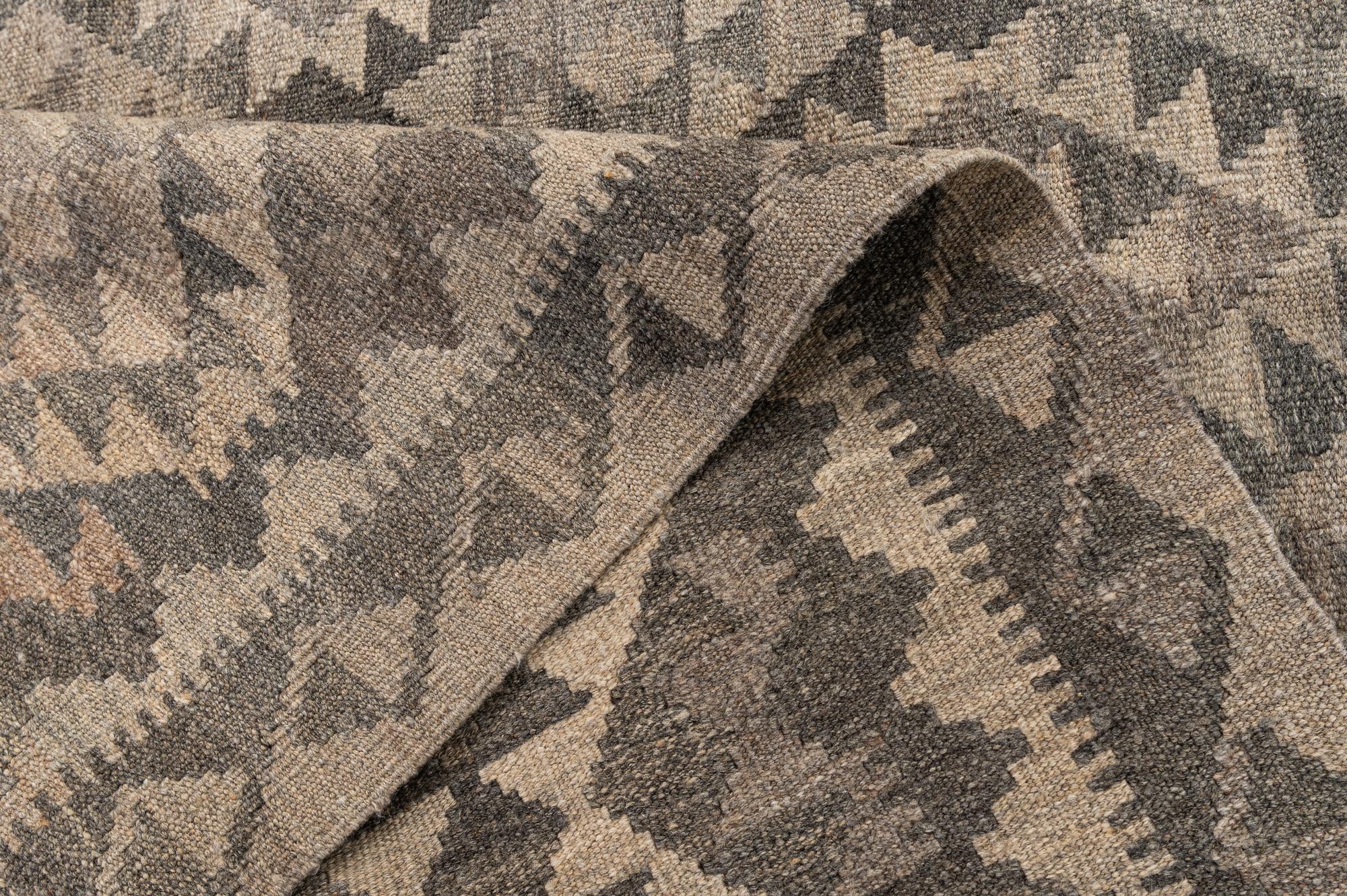 5' 1 x 6' 6 Hand Woven Kilim Maymana Wool Rug