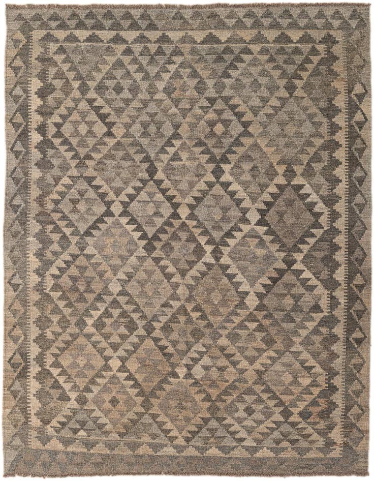 Detail image of 5' 1 x 6' 6 Hand Woven Kilim Maymana Wool Rug