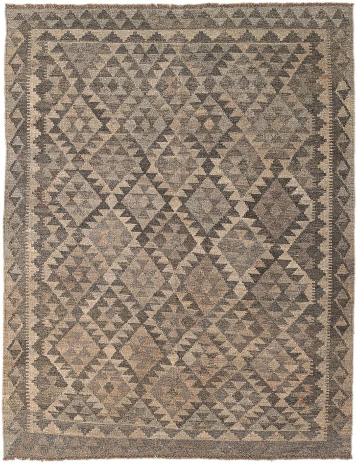 Detail image of 5' 1 x 6' 6 Hand Woven Kilim Maymana Wool Rug