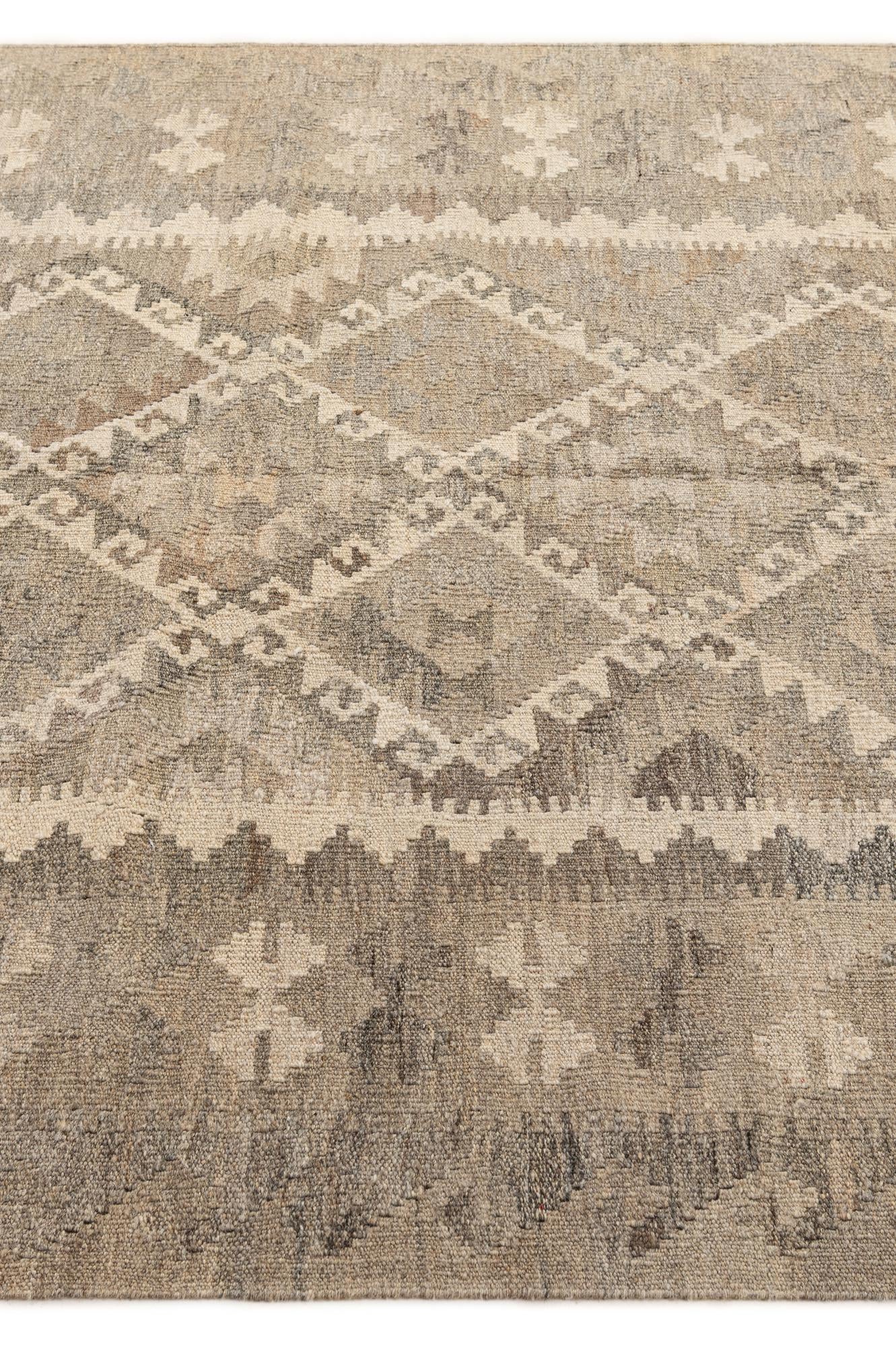 5' x 6' 8 Hand Woven Kilim Maymana Wool Rug