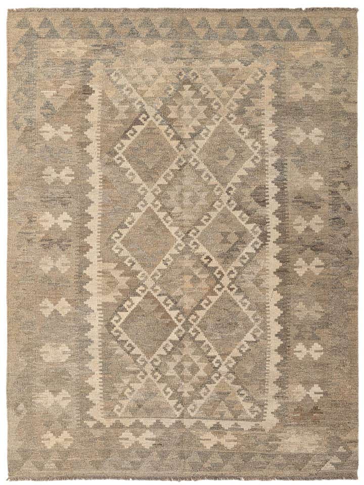 5' x 6' 8 Hand Woven Kilim Maymana Wool Rug