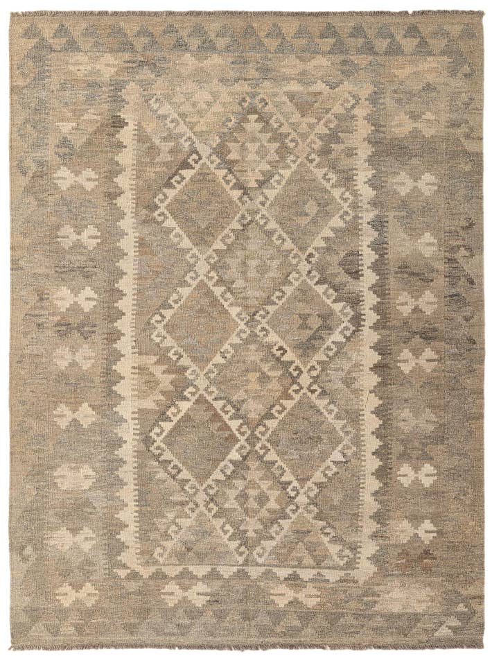 Detail image of 5' x 6' 8 Hand Woven Kilim Maymana Wool Rug