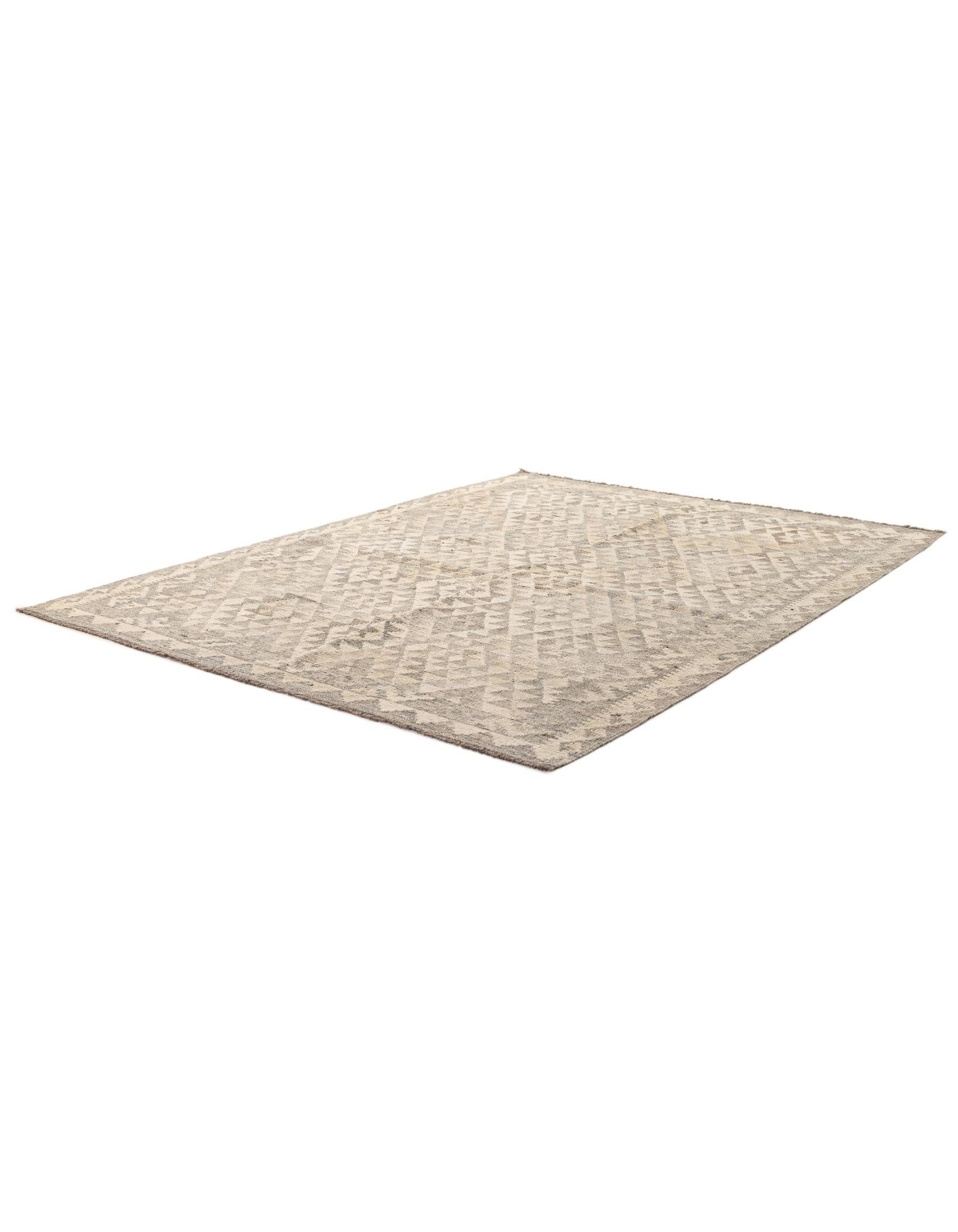5' 2 x 6' 9 Hand Woven Kilim Maymana Wool Rug