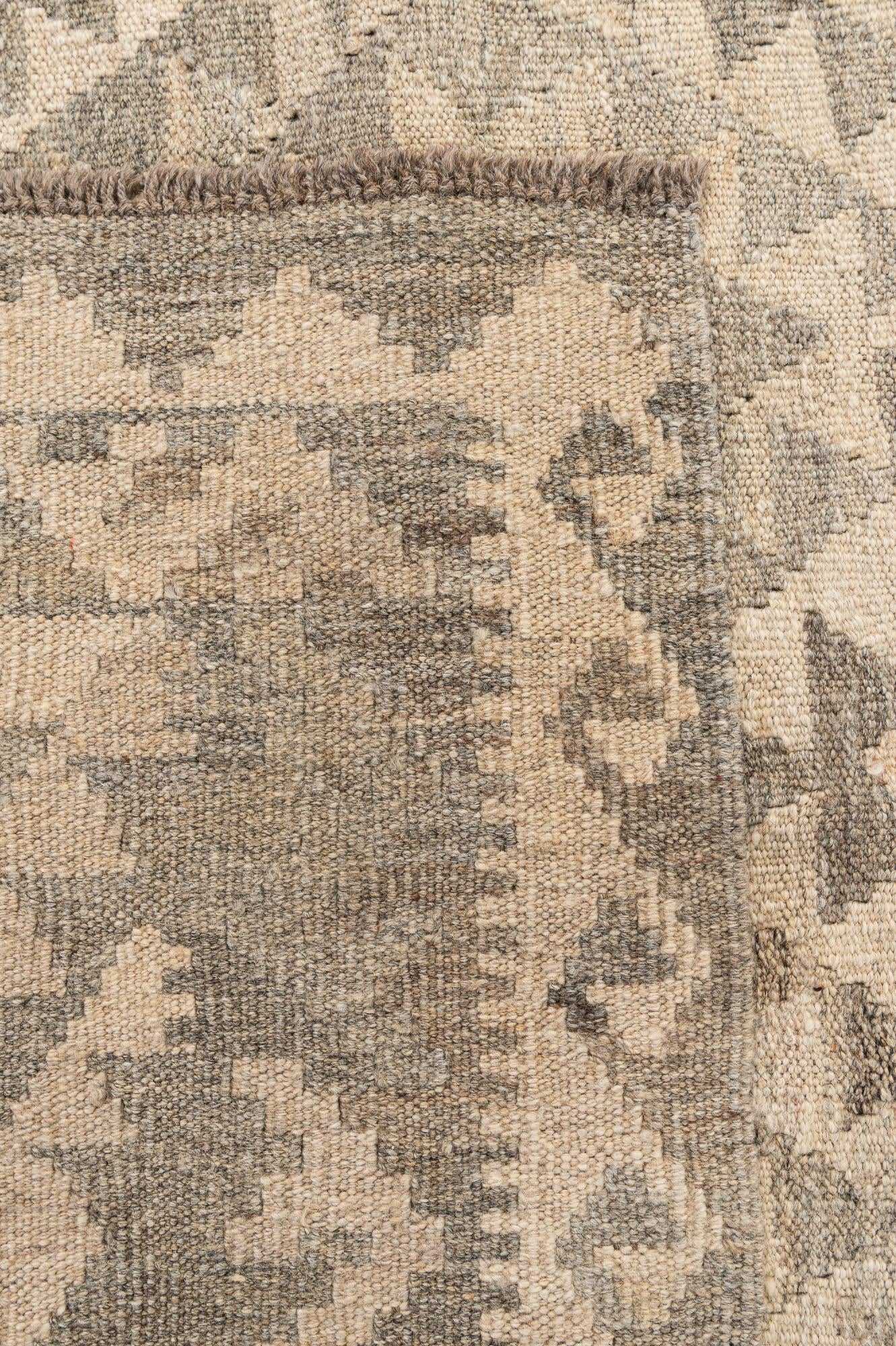 5' 2 x 6' 9 Hand Woven Kilim Maymana Wool Rug