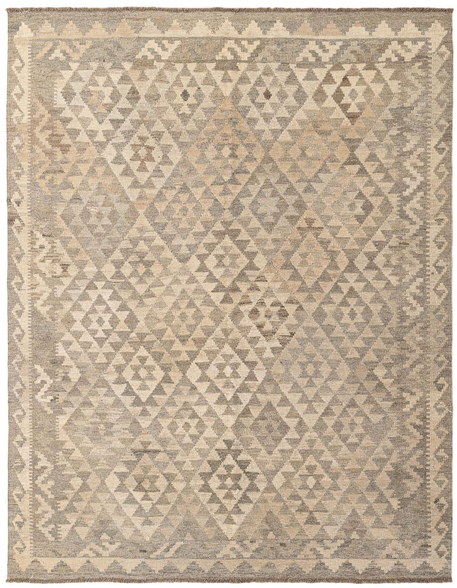 5' 2 x 6' 9 Hand Woven Kilim Maymana Wool Rug