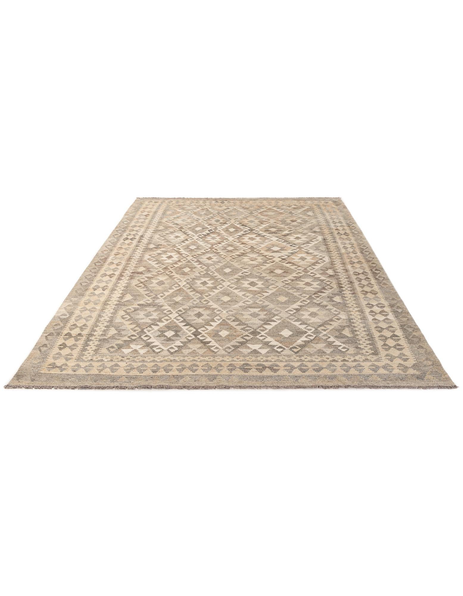 6' 8 x 9' 7 Hand Woven Kilim Maymana Wool Rug