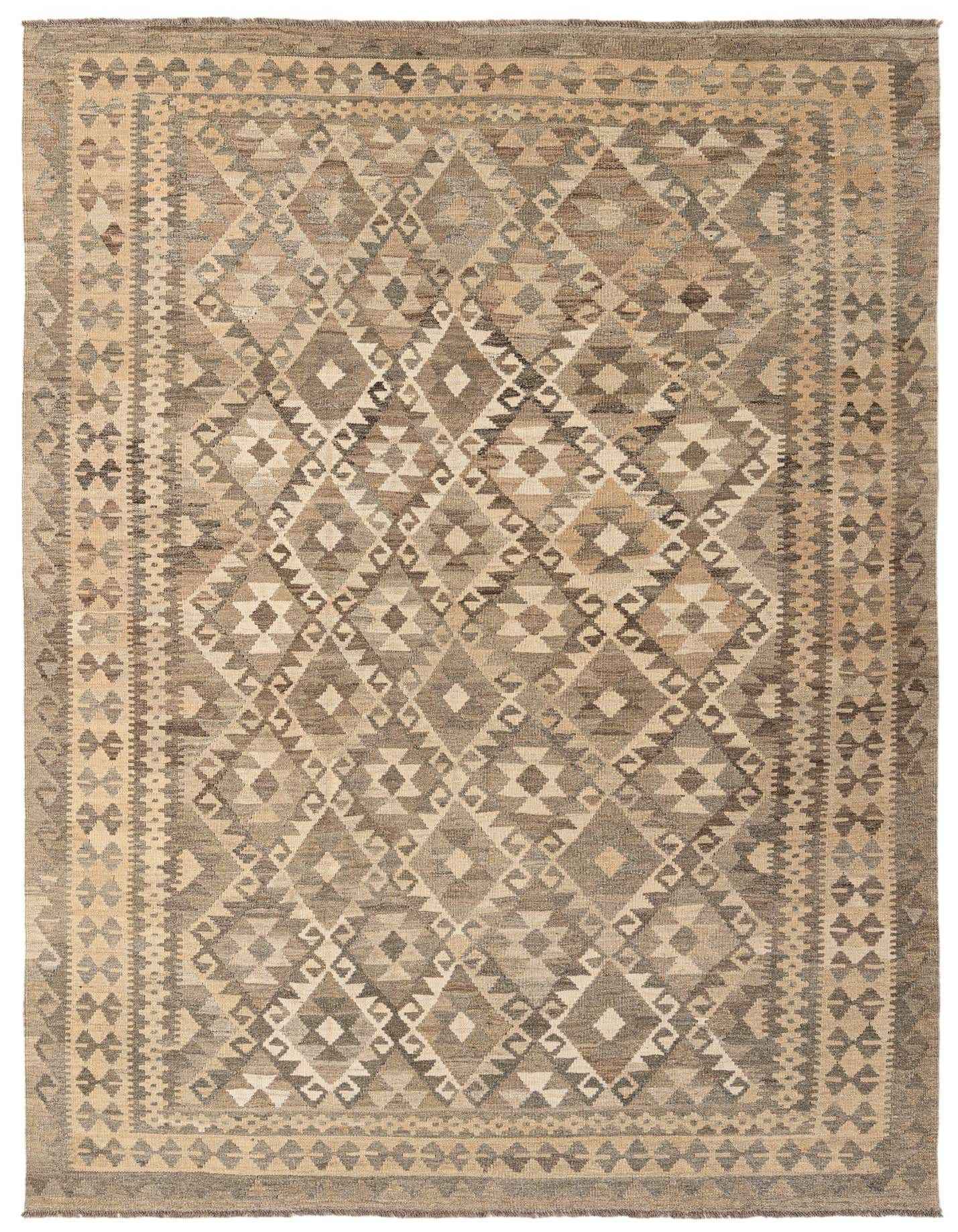 6' 8 x 9' 7 Hand Woven Kilim Maymana Wool Rug