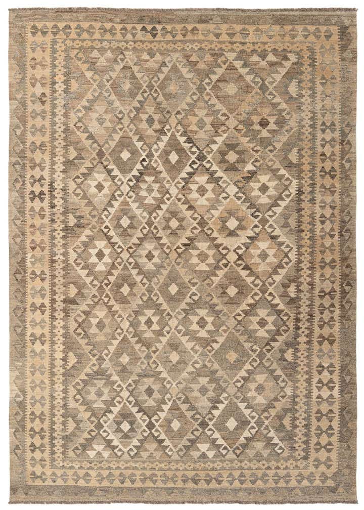 6' 8 x 9' 7 Hand Woven Kilim Maymana Wool Rug