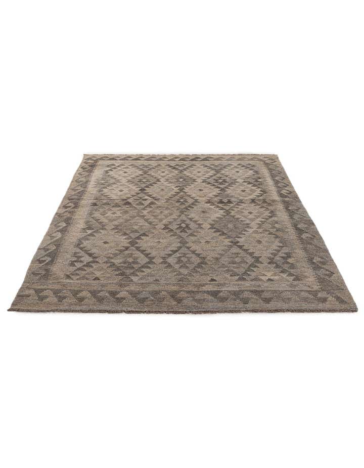 4' 11 x 6' 6 Hand Woven Kilim Maymana Wool Rug