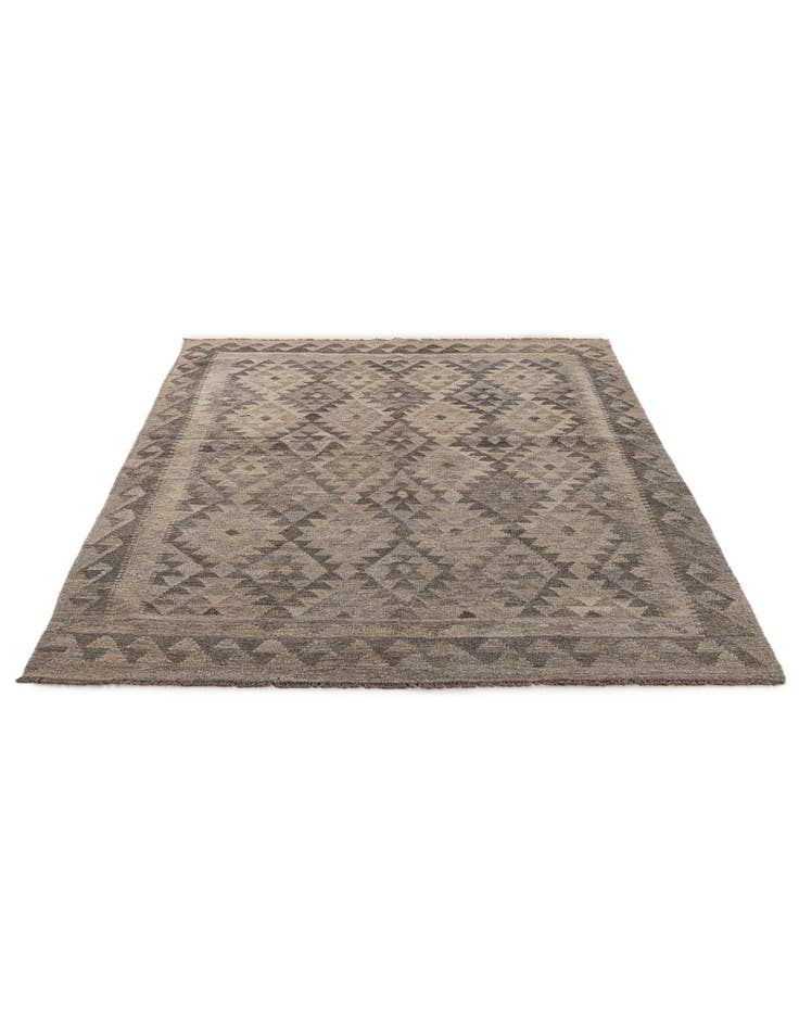 Detail image of 4' 11 x 6' 6 Hand Woven Kilim Maymana Wool Rug