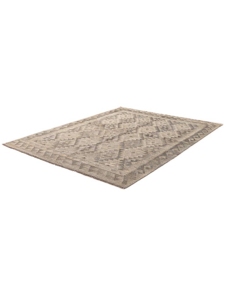 Detail image of 4' 11 x 6' 6 Hand Woven Kilim Maymana Wool Rug