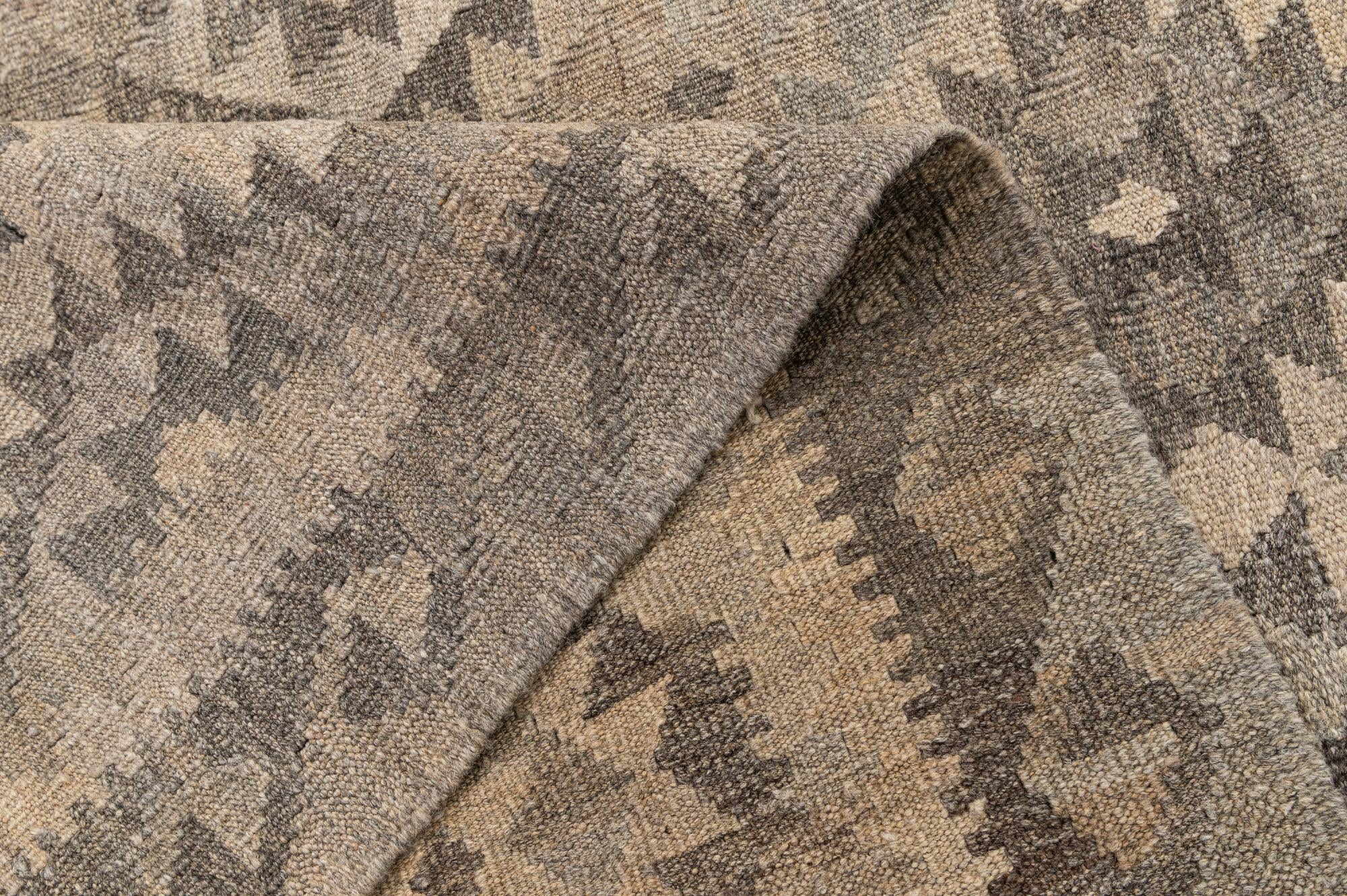 4' 11 x 6' 6 Hand Woven Kilim Maymana Wool Rug