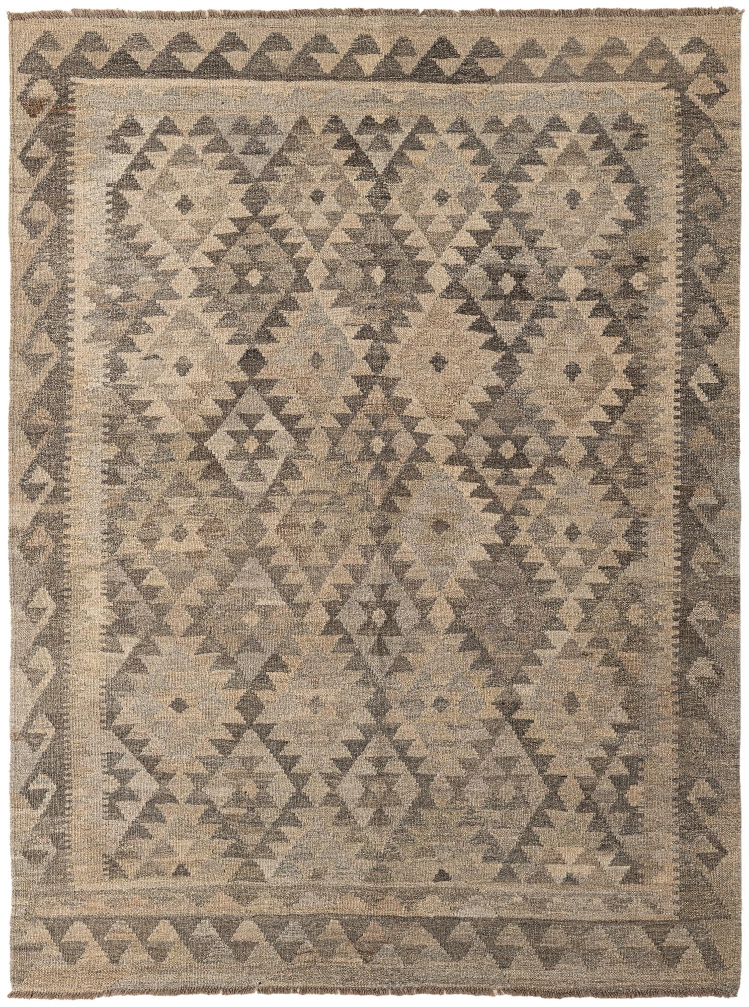 4' 11 x 6' 6 Hand Woven Kilim Maymana Wool Rug