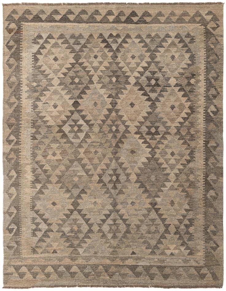Detail image of 4' 11 x 6' 6 Hand Woven Kilim Maymana Wool Rug