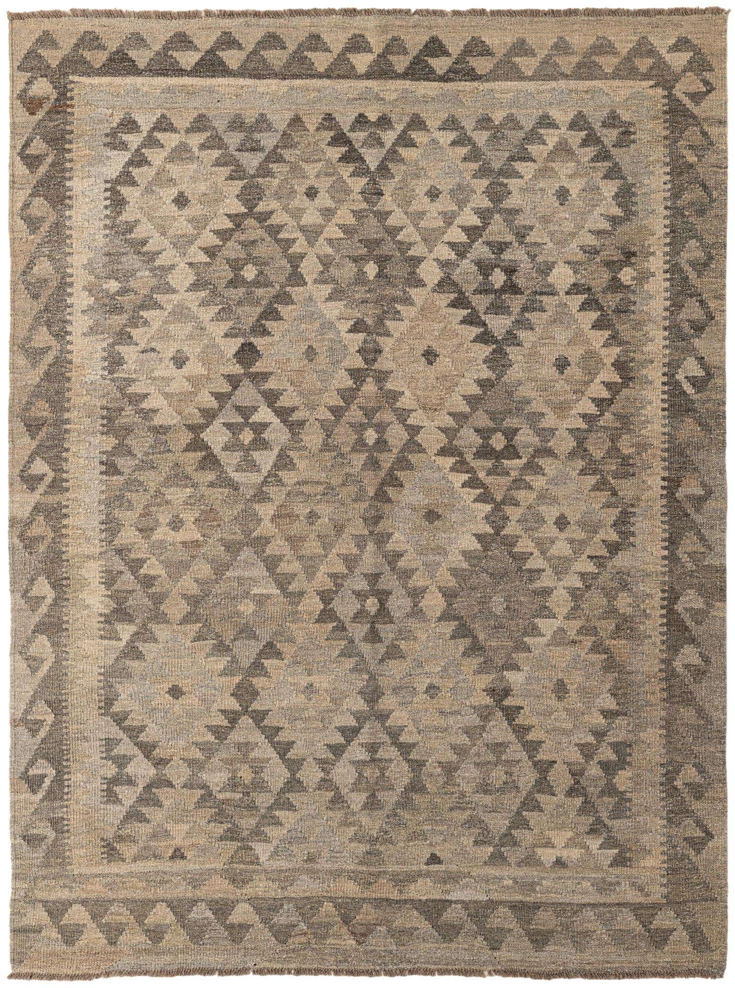 4' 11 x 6' 6 Hand Woven Kilim Maymana Wool Rug