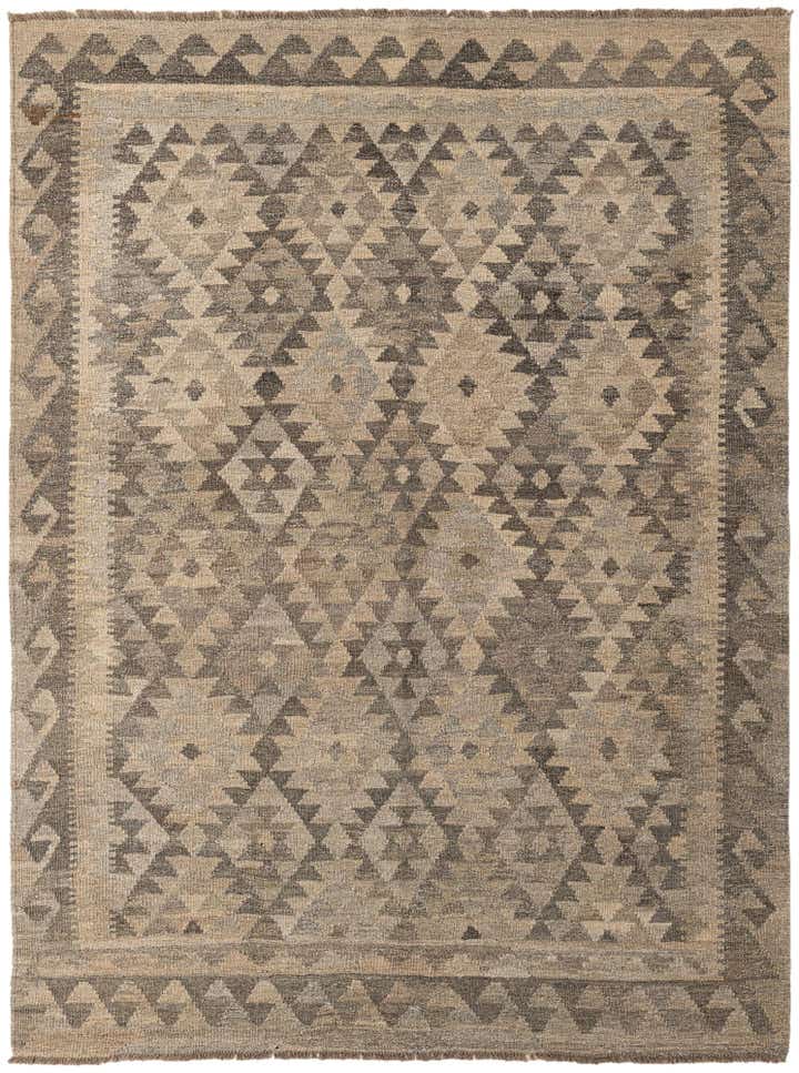 4' 11 x 6' 6 Hand Woven Kilim Maymana Wool Rug