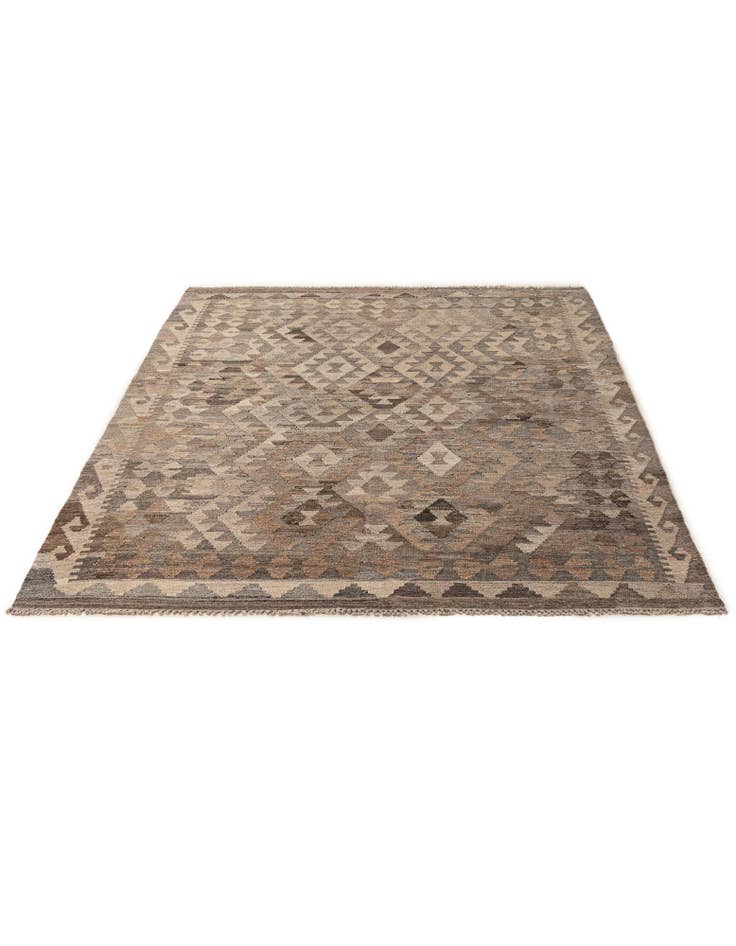 Detail image of 5' x 6' 7 Hand Woven Kilim Maymana Wool Rug