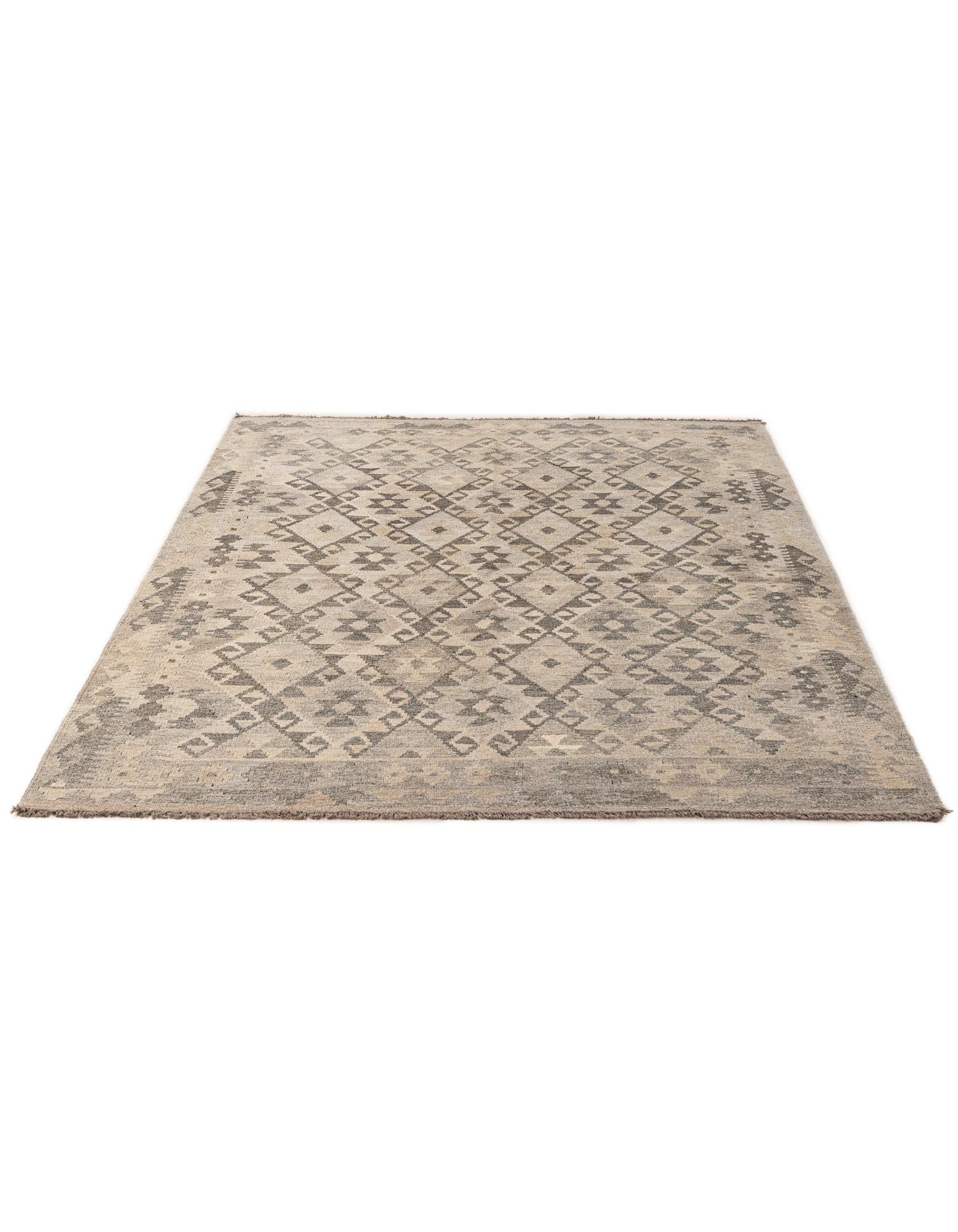 5' x 6' 8 Hand Woven Kilim Maymana Wool Rug