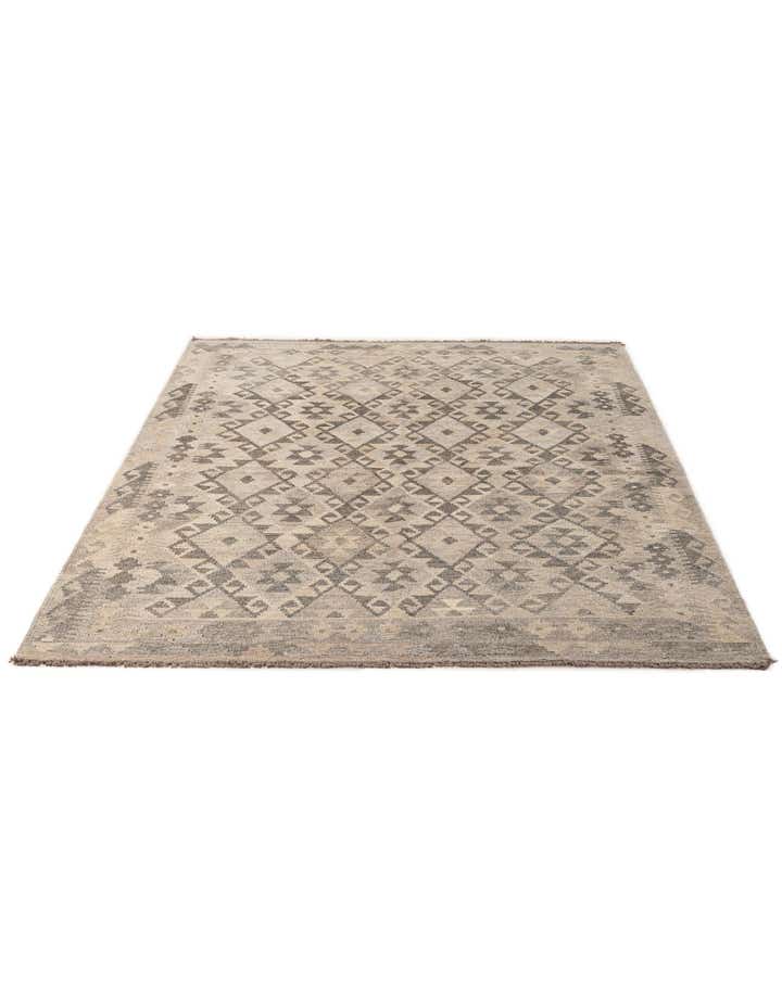 5' x 6' 8 Hand Woven Kilim Maymana Wool Rug