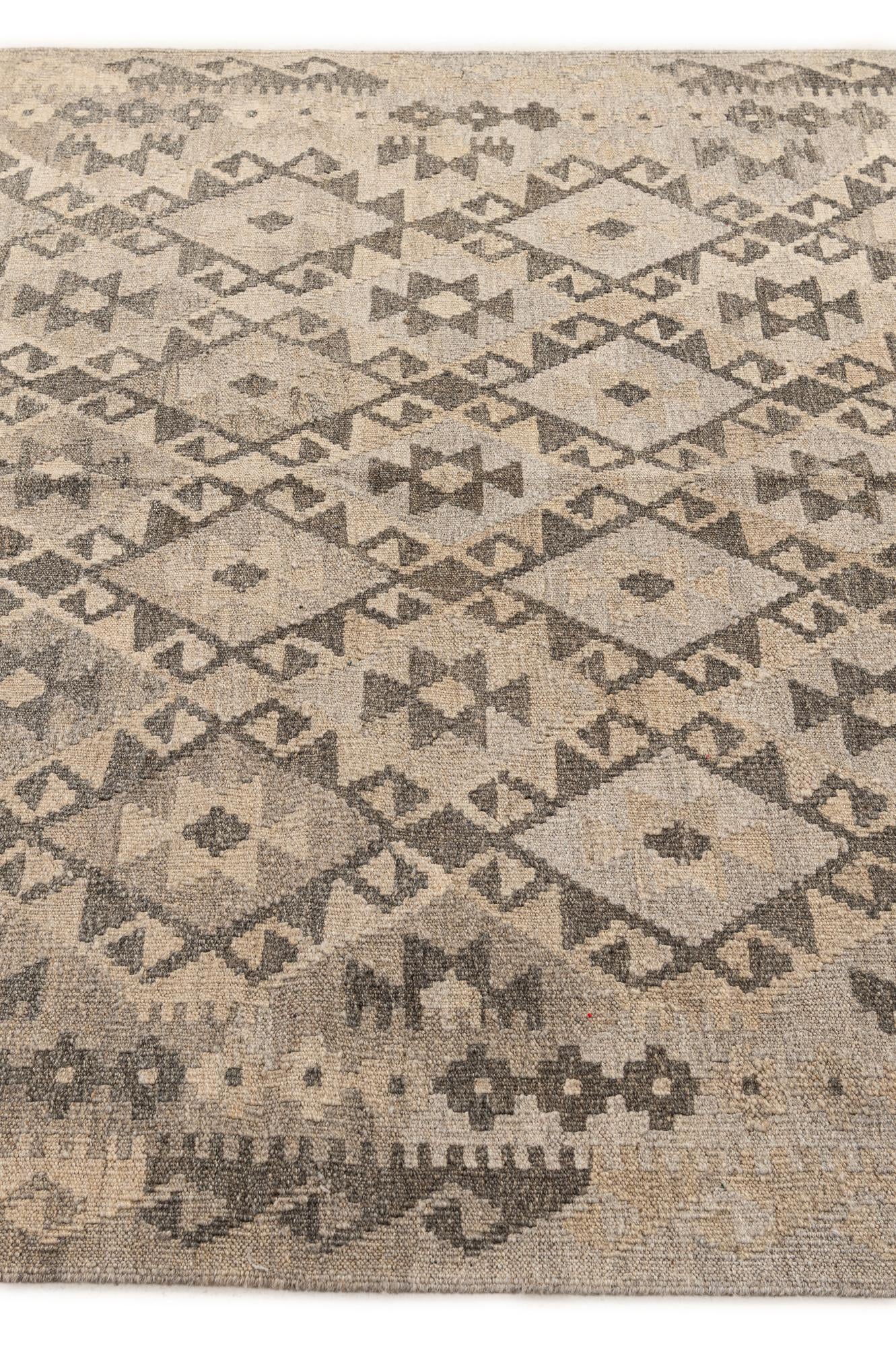 5' x 6' 8 Hand Woven Kilim Maymana Wool Rug