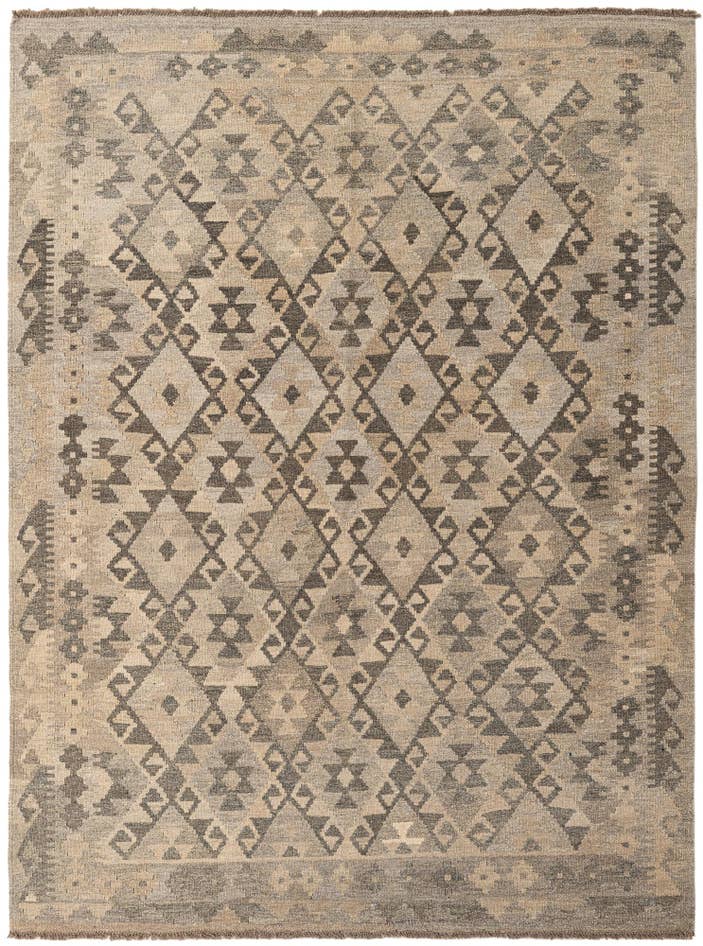 Detail image of 5' x 6' 8 Hand Woven Kilim Maymana Wool Rug