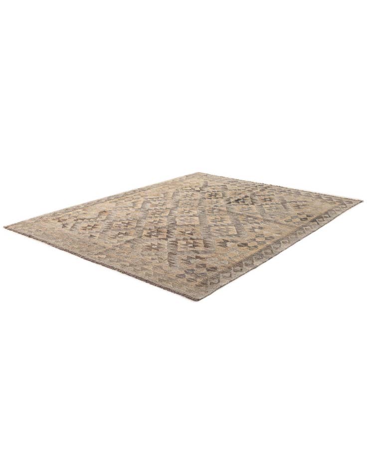 Detail image of 5' 1 x 6' 6 Hand Woven Kilim Maymana Wool Rug