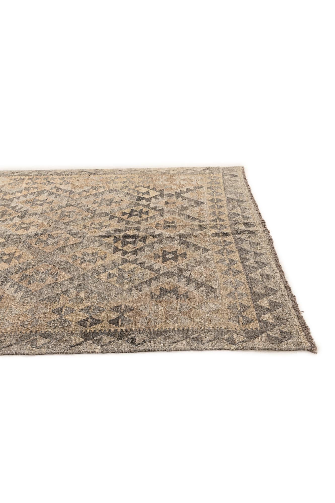 5' 1 x 6' 6 Hand Woven Kilim Maymana Wool Rug
