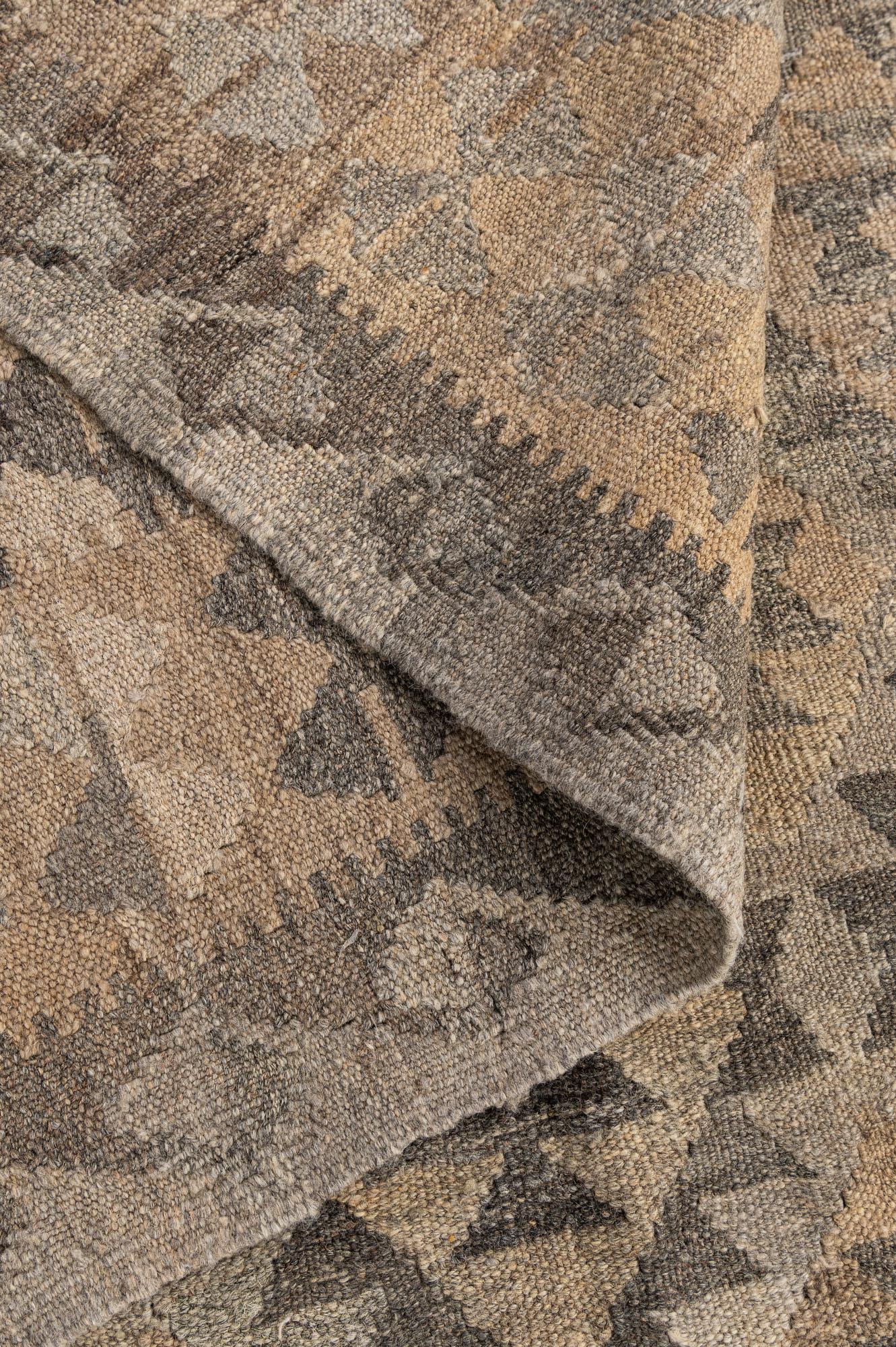 5' 1 x 6' 6 Hand Woven Kilim Maymana Wool Rug