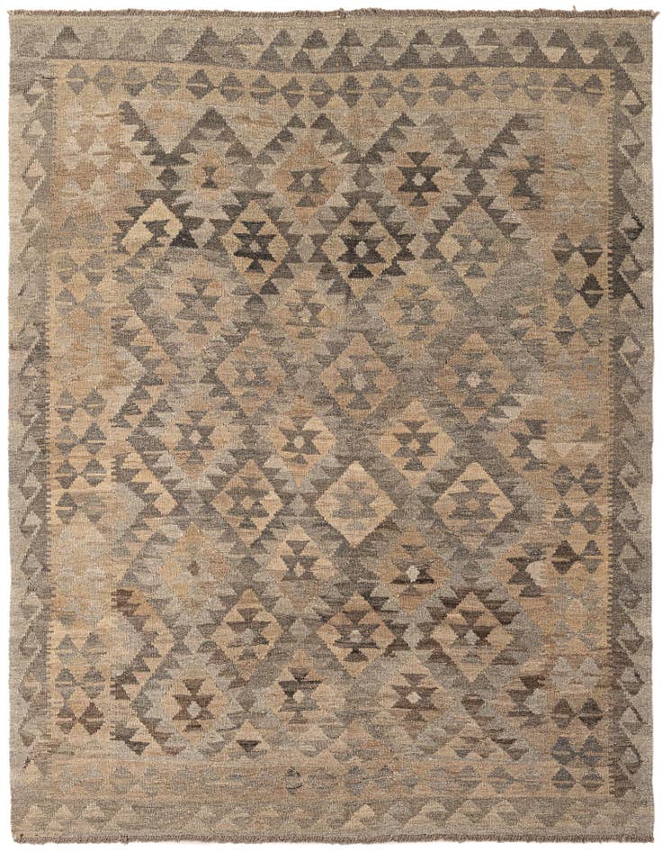 Detail image of 5' 1 x 6' 6 Hand Woven Kilim Maymana Wool Rug