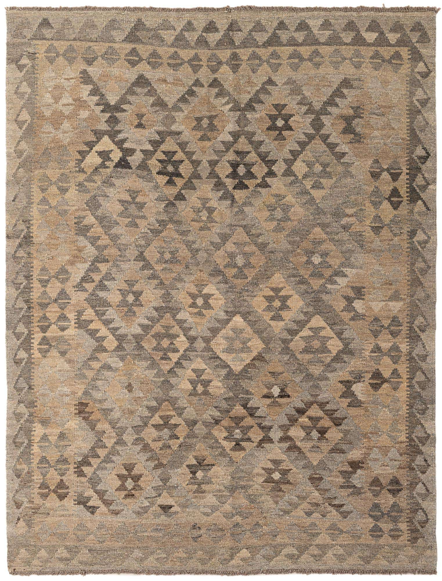 5' 1 x 6' 6 Hand Woven Kilim Maymana Wool Rug