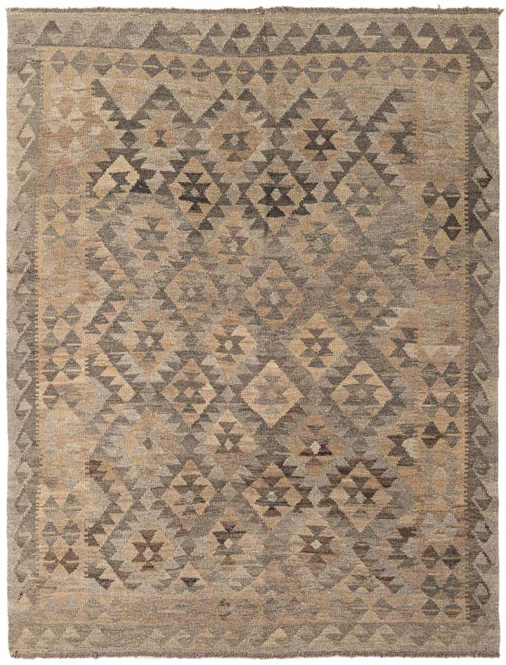 5' 1 x 6' 6 Hand Woven Kilim Maymana Wool Rug