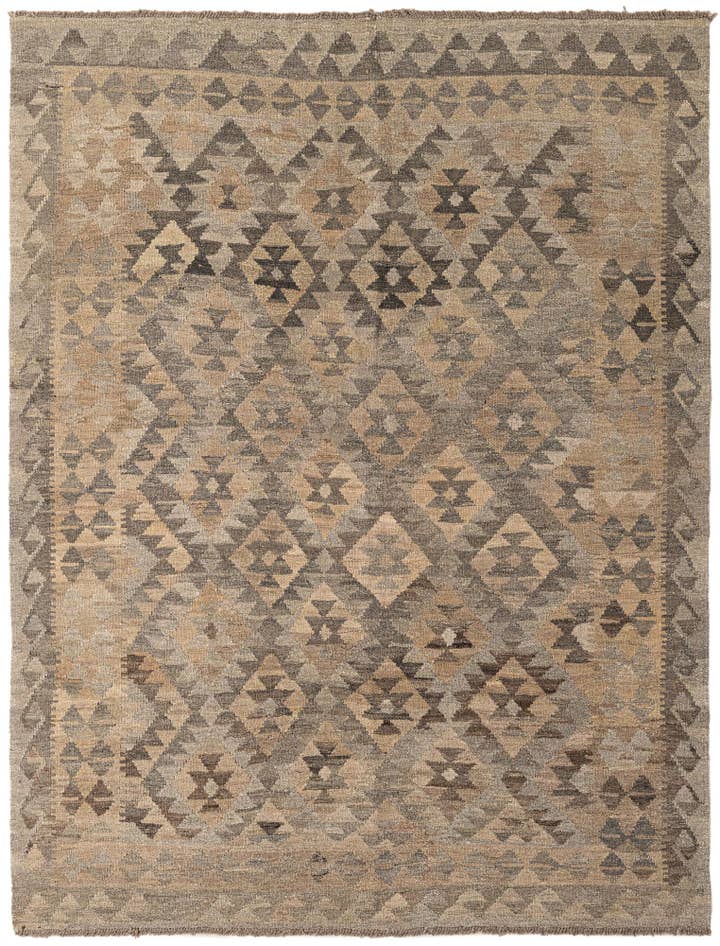 Detail image of 5' 1 x 6' 6 Hand Woven Kilim Maymana Wool Rug