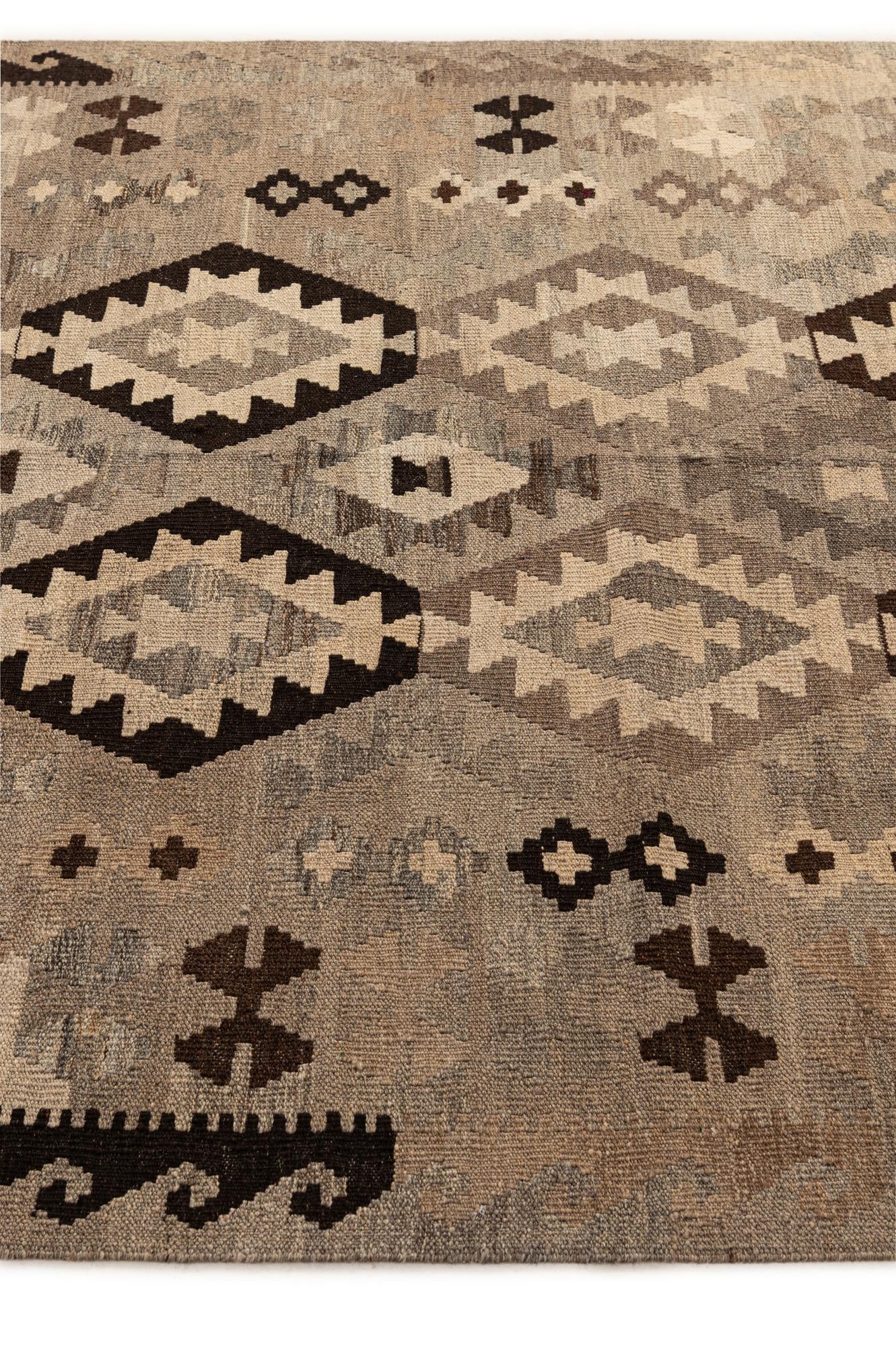 4' 11 x 6' 8 Hand Woven Kilim Maymana Wool Rug