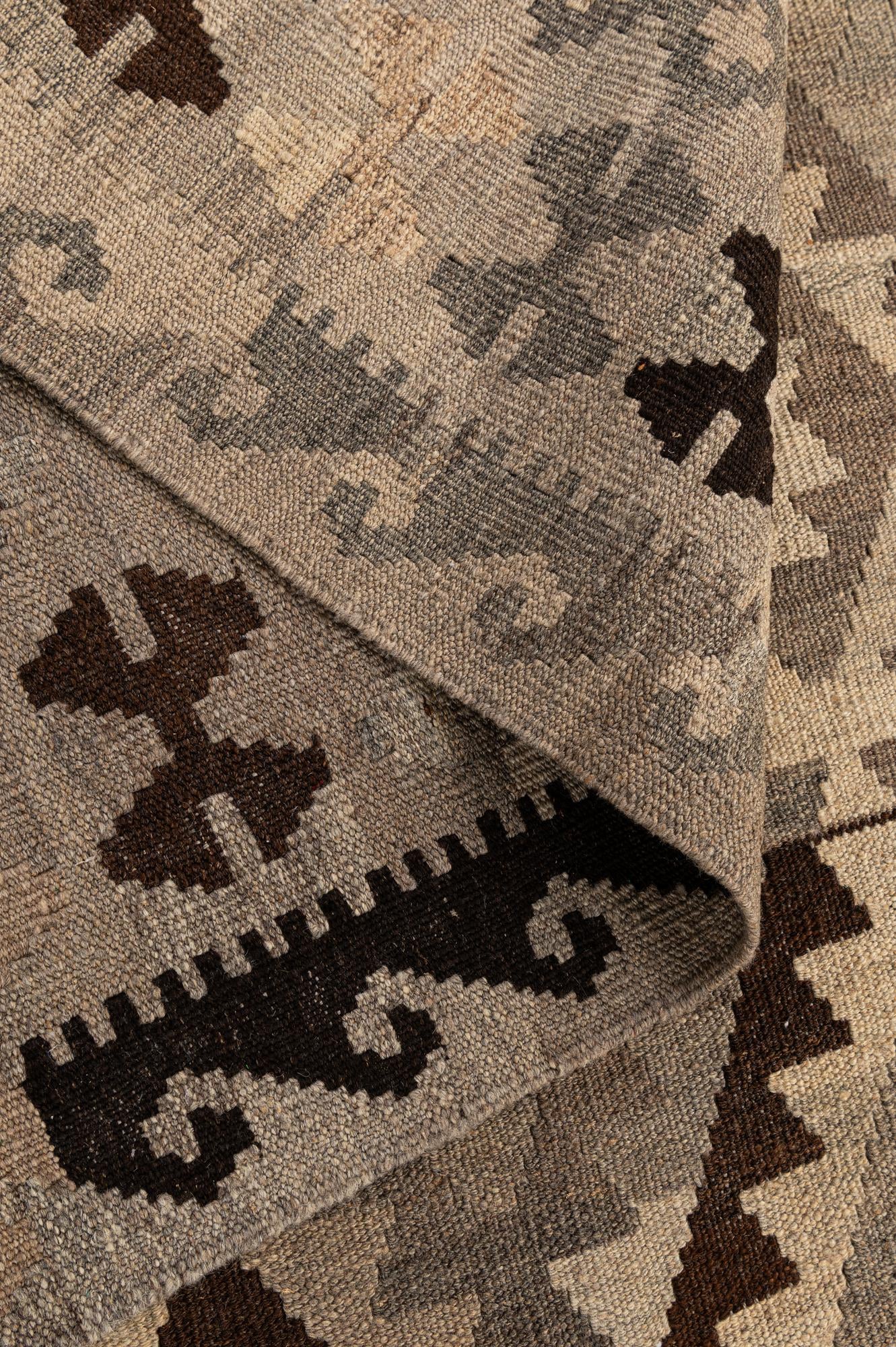 4' 11 x 6' 8 Hand Woven Kilim Maymana Wool Rug
