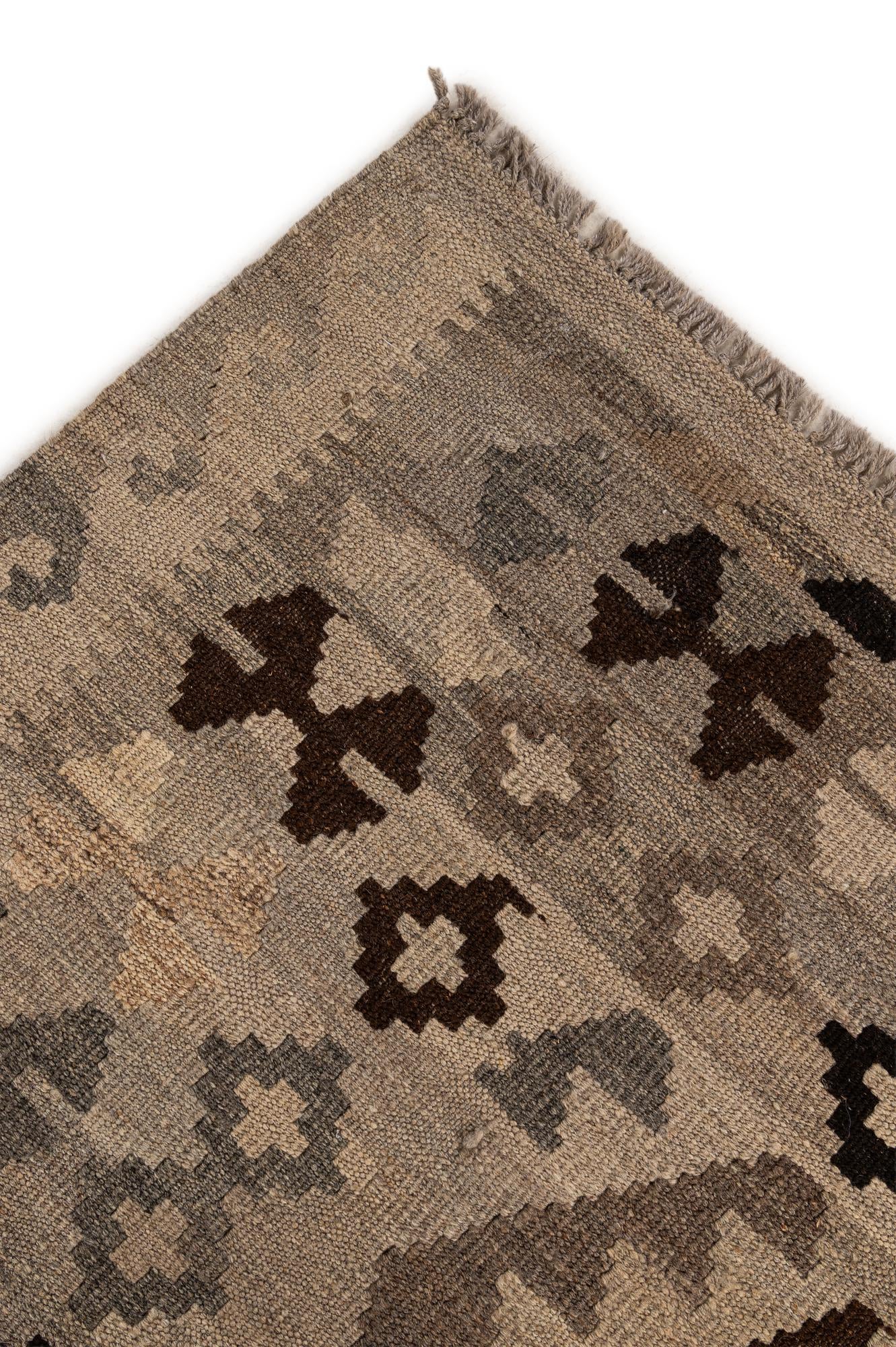 4' 11 x 6' 8 Hand Woven Kilim Maymana Wool Rug