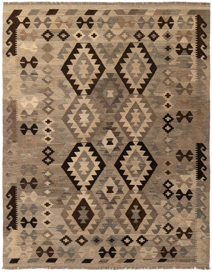 Detail image of 4' 11 x 6' 8 Hand Woven Kilim Maymana Wool Rug