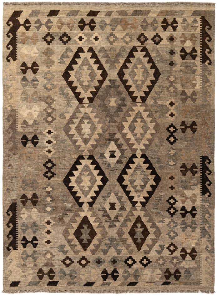 Detail image of 4' 11 x 6' 8 Hand Woven Kilim Maymana Wool Rug