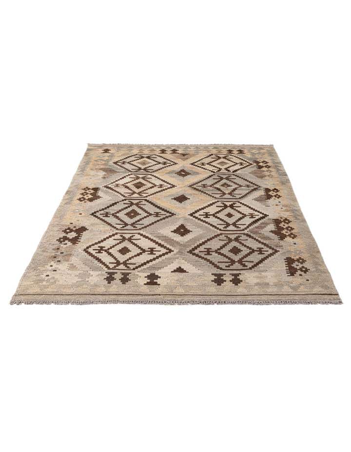 4' 10 x 6' 5 Hand Woven Kilim Maymana Wool Rug