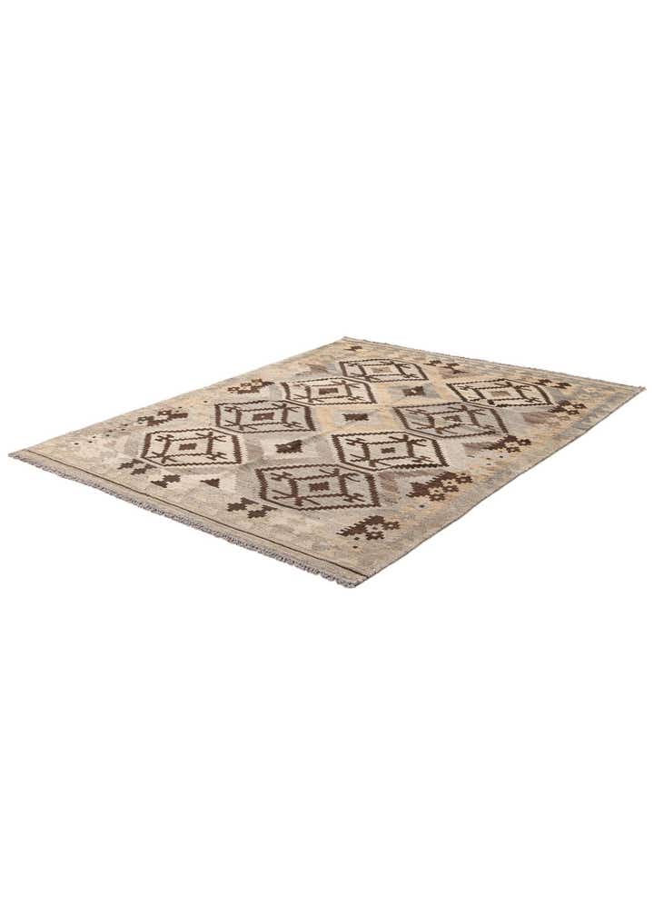 4' 10 x 6' 5 Hand Woven Kilim Maymana Wool Rug