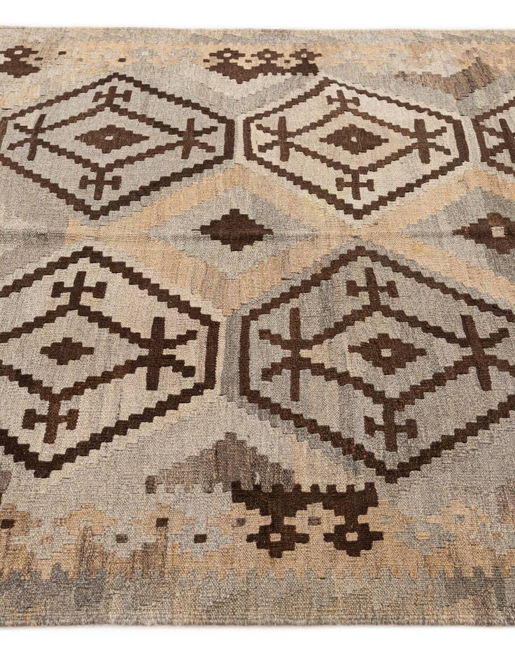 Detail image of 4' 10 x 6' 5 Hand Woven Kilim Maymana Wool Rug