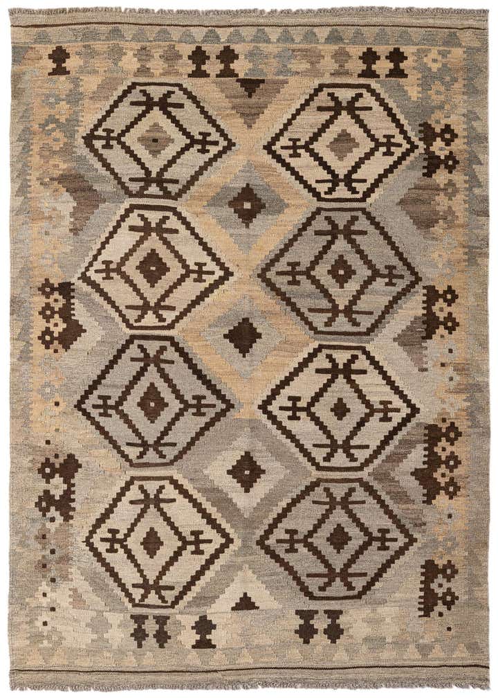 4' 10 x 6' 5 Hand Woven Kilim Maymana Wool Rug