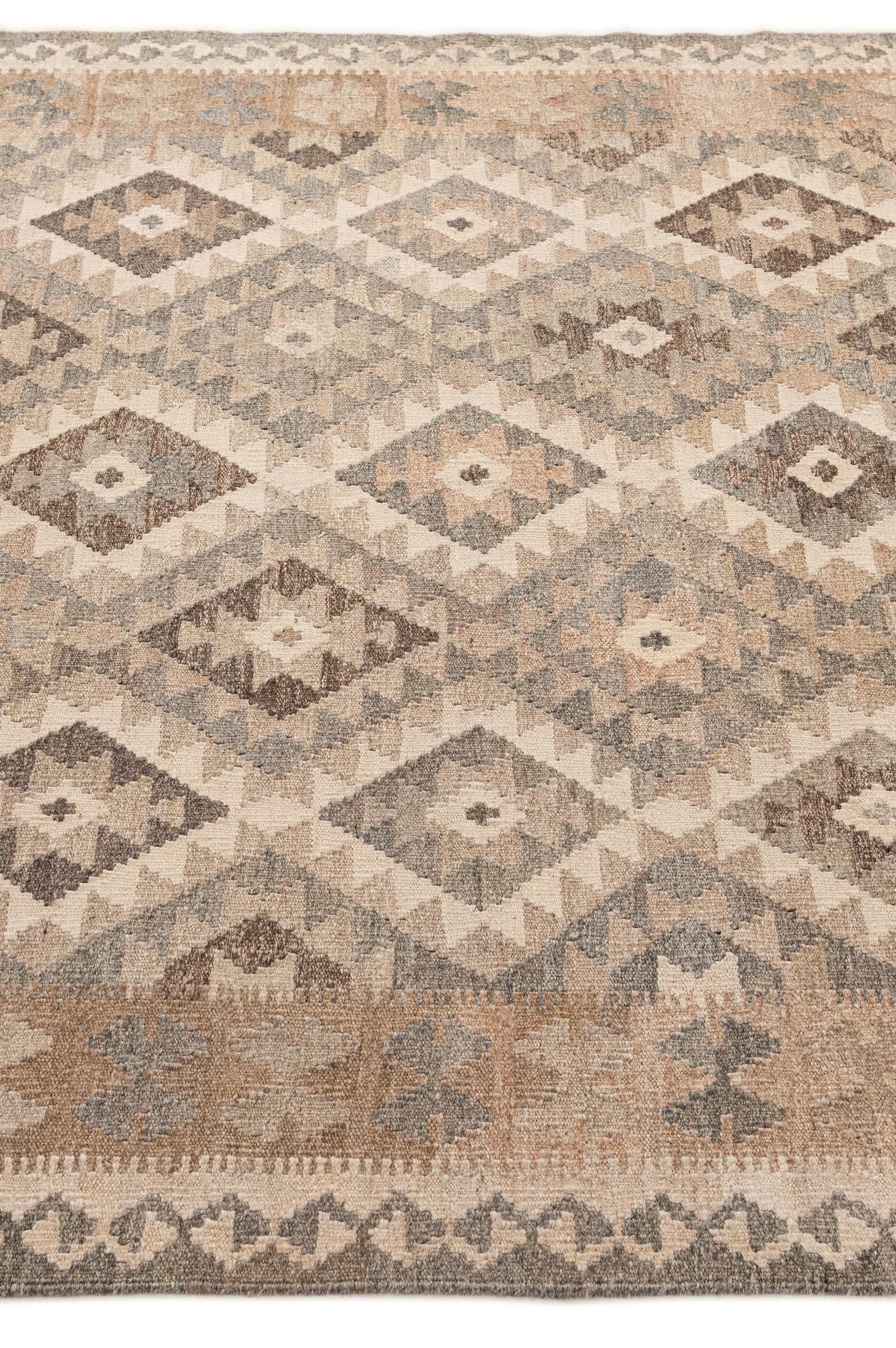 4' 11 x 7' Hand Woven Kilim Maymana Wool Rug