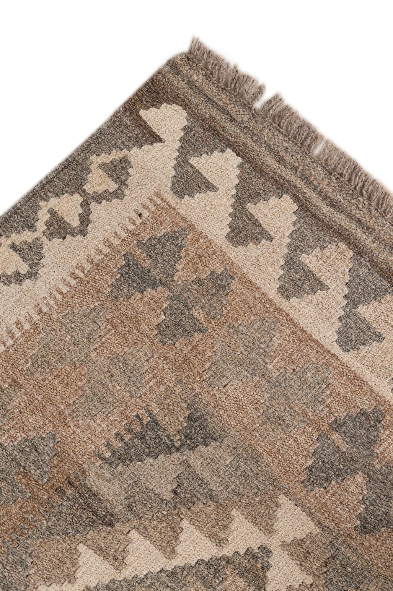 4' 11 x 7' Hand Woven Kilim Maymana Wool Rug